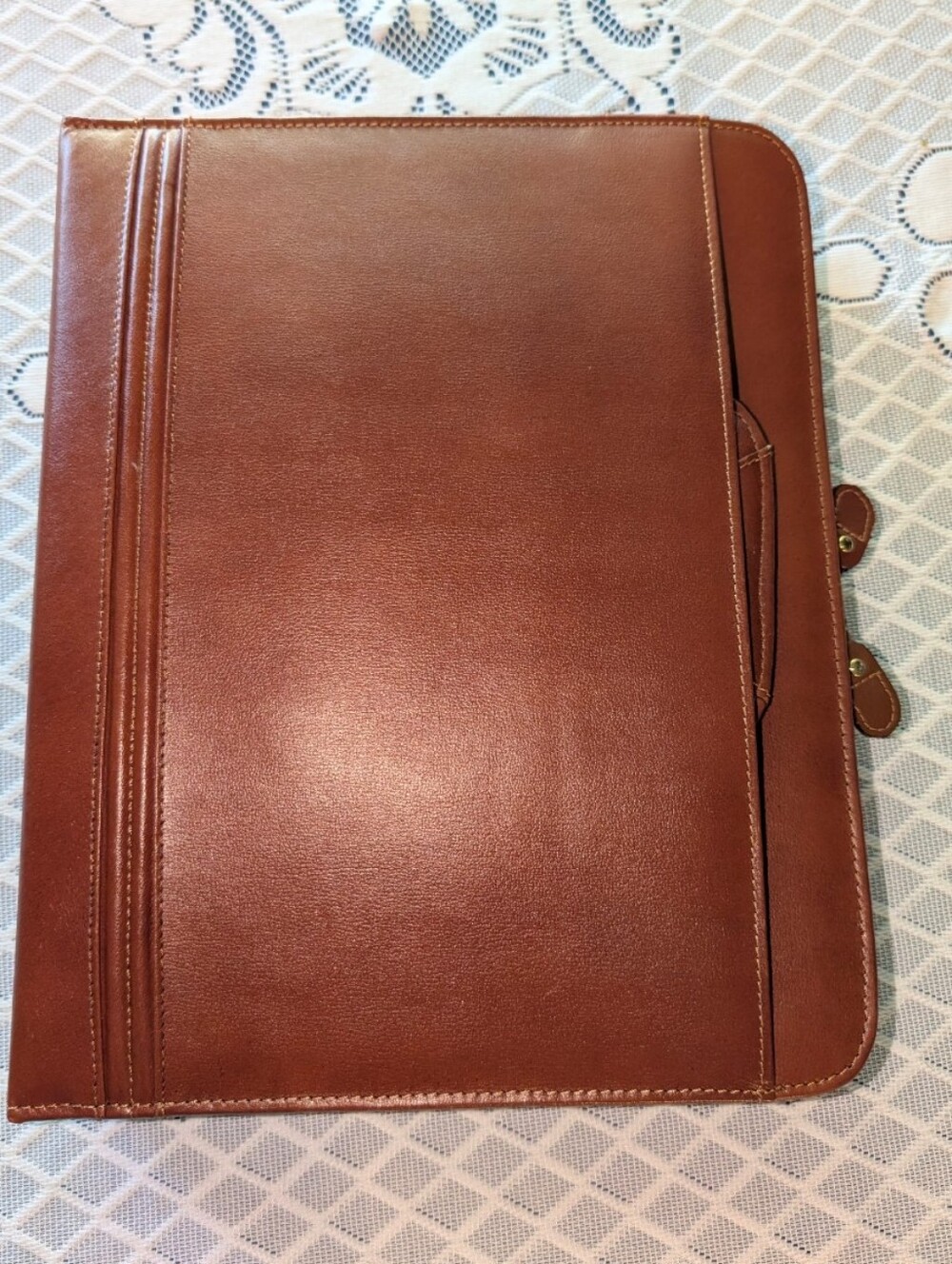 Stebco 3 Ring Binder Briefcase Leather Retractable Handle Brown Organizer - Picture 8 of 13